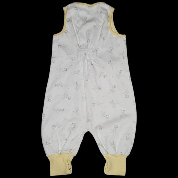 Vintage Jumpsuit Sleeveless Yellow|White Happy Blue Bird Baby 6-9 Months - Picture 2 of 6